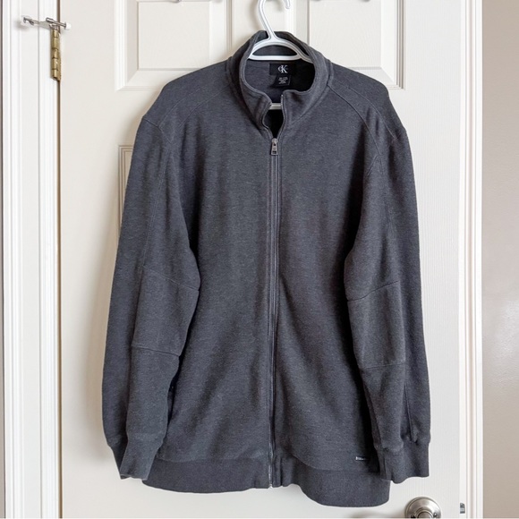 Calvin Klein Other - #17 XL-Men Calvin Klein Cotton Gray Knit Full Zip long sleeve collared Sweater